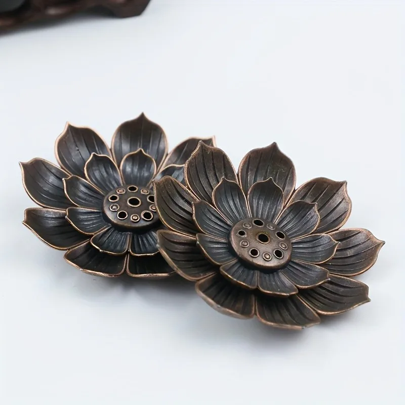 2pcs Lotus Flower Incense Holder - Metal,Unscented, Ideal for Christmas, Halloween, Easter,Thanksgiving,Home Decor Candle Stand