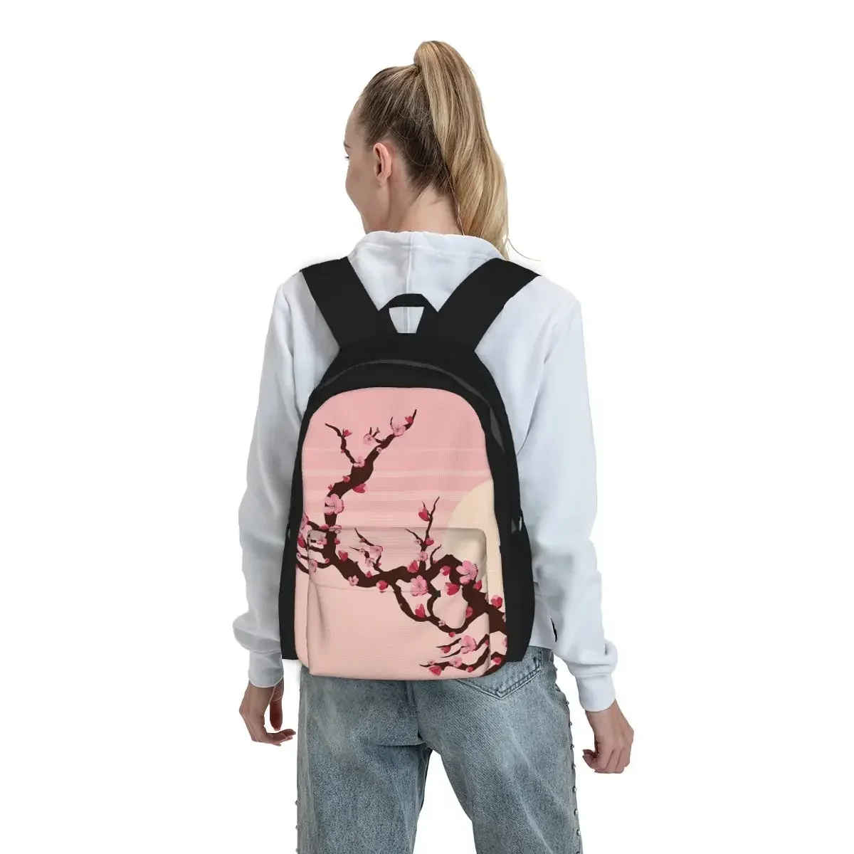 Japanese Cherry Blossom Pattern Backpack Boys Girls BookBag Children School Bag Computer Shoulder Bags for Men Women
