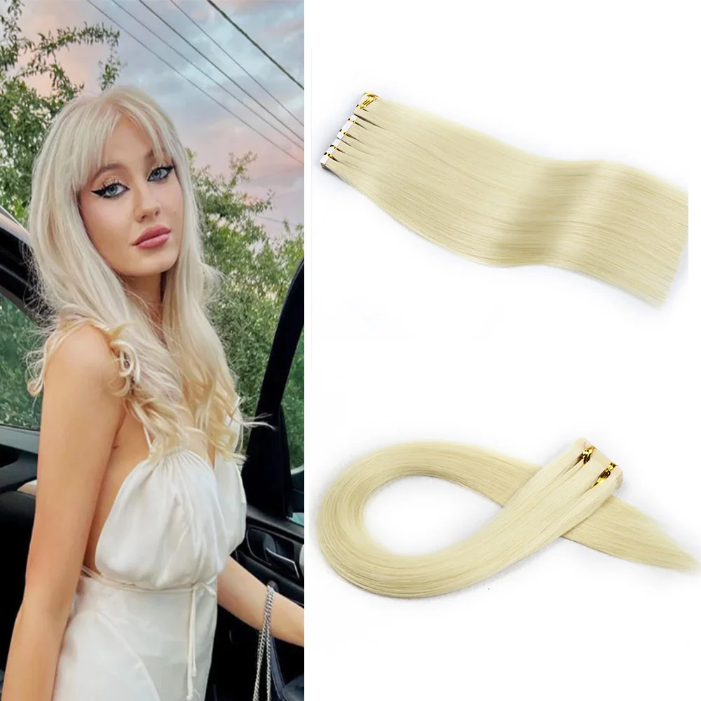 

Virgin Blonde Tape In Human Hair Extensions 18"-24" Skin Weft Adhesive Tape Virgin Russian Hair Extensions Tape Ons