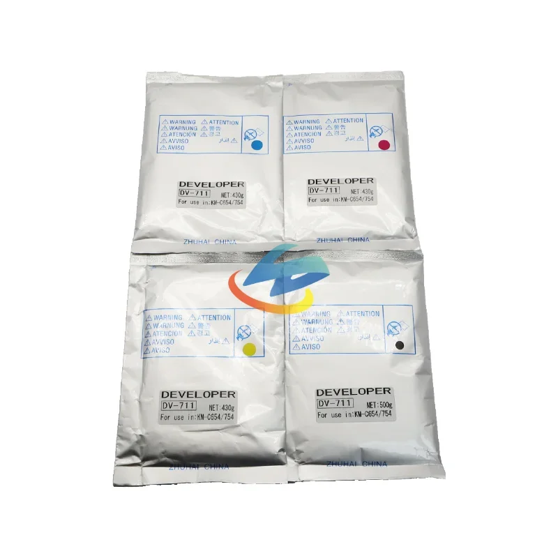 4PCS DV711 Developer Powder Compatible for Konica Minolta C654 C754 B754 High Quality Copier Supplies CMYK Toner Powder