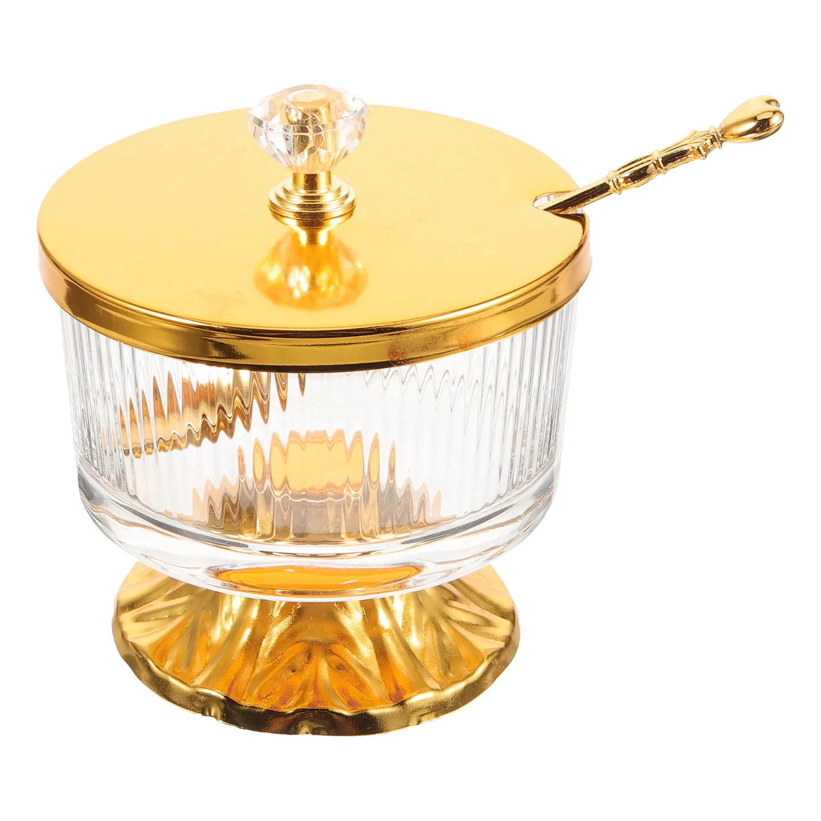 

Glass Canisters with Alloy Lid Spoon Kitchen Storage Organizer for Salt Sugar Coffee Tea Snacks Candy Cookie Container