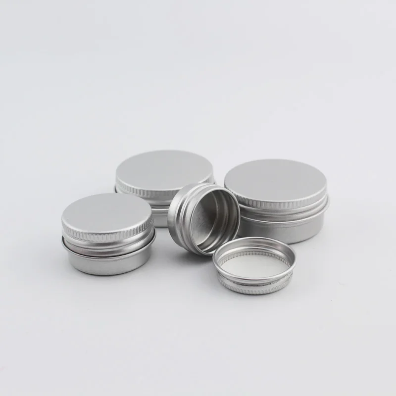 Latas vacías de aluminio plateado con tapa de tornillo, latas de especias con tapa de tornillo, 5g, 10g, 12g, 15g, 30g, 100 piezas