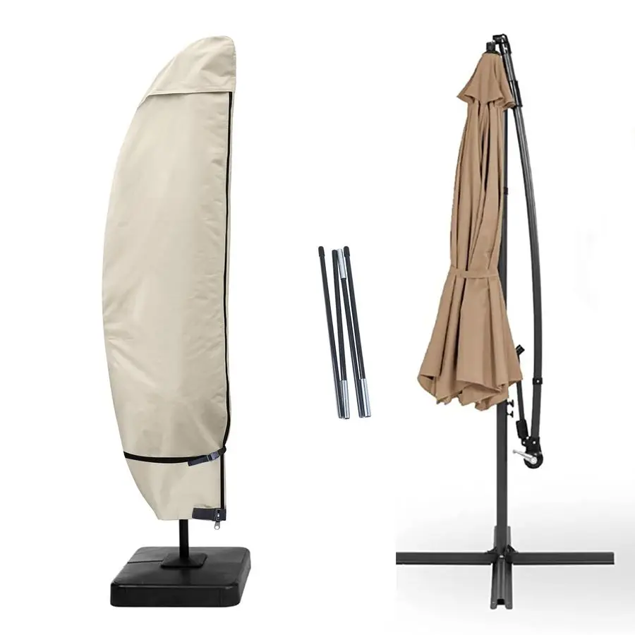 

Patio Umbrella Cover Outdoor Waterproof Garden Offset Banana Parasol Cover Fits Cantilever Offset Umbrella 1214 Feet, Beige