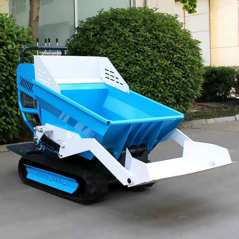 คู่มืออัตโนมัติแบบกําหนดเอง Mini Tracked Dumper ไฮดรอลิกดีเซล Dump Transporter มัลติฟังก์ชั่น Crawler Mini Dumper Truck