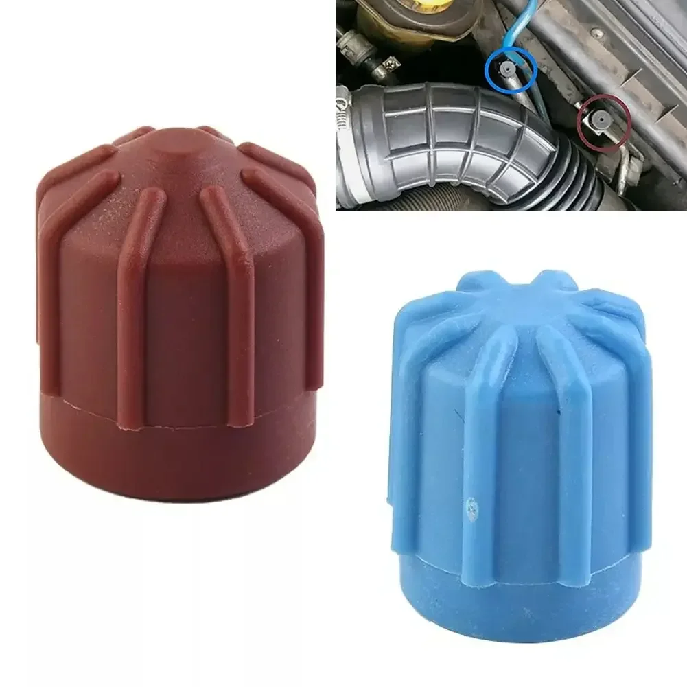 2pcs Car A/C Valve Cap Air Conditioning Valve Core Set Air Conditioning High And Low Pressure Protective And Dustproof Cap