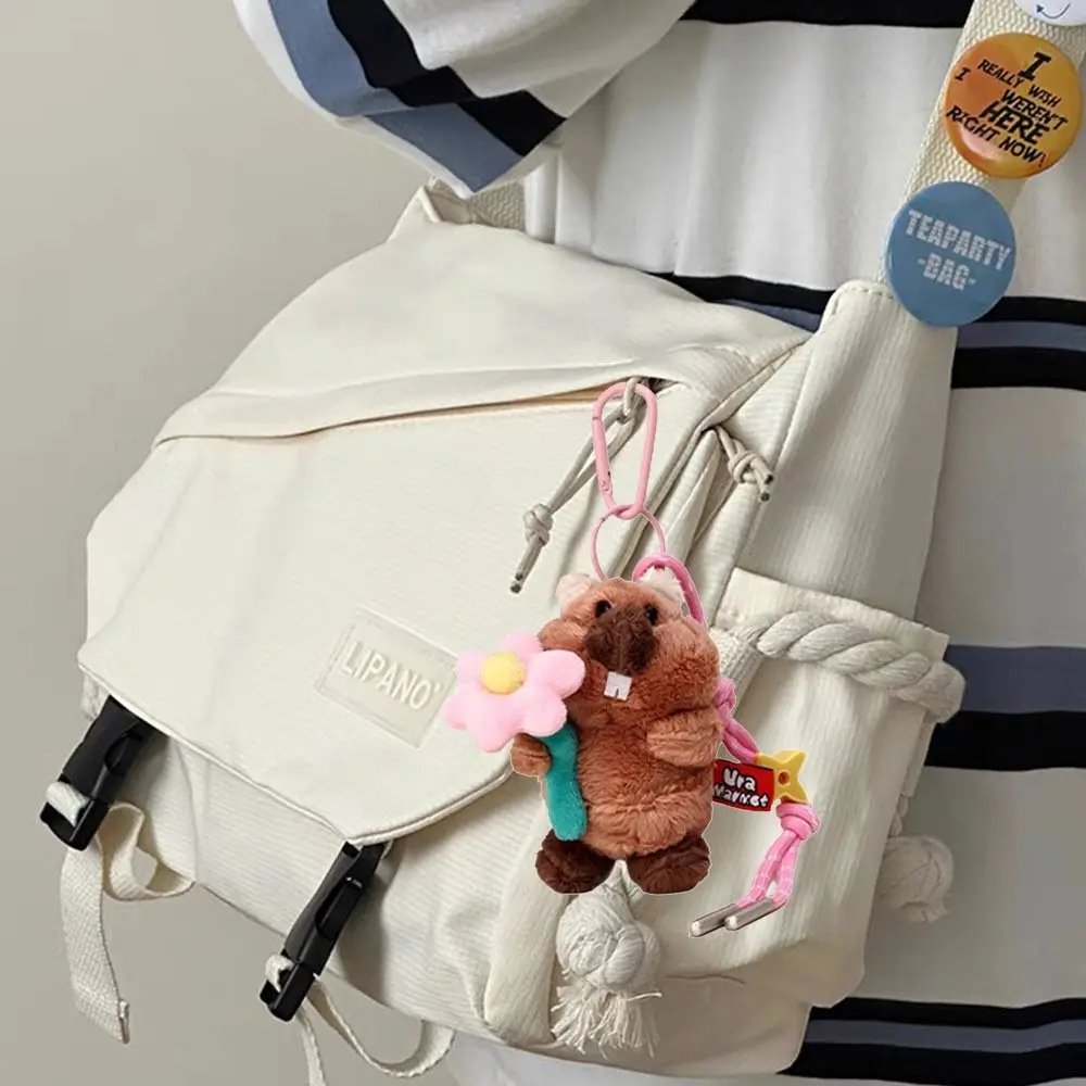 Halten Sie Blumensimulation Murmeltier gefüllte Schlüsselanhänger Fluffy Collection Murmeltier-Blumenstrauß Plüschanhänger hängende Ornamente