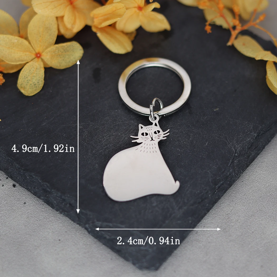 Chandler Siamese Cat Laser Cut Pendant Charms Key Chain Cute Cat Jewelry Birthday Party Gifts for Men and Women