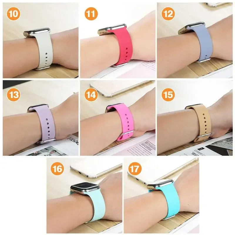 Soft Silicone Strap For Apple Watch Band 41mm 45mm 38mm 42mm 40 41mm Smart Watchband Bracelet For iWatch Series 9 8 7 6 5 4 3 Se