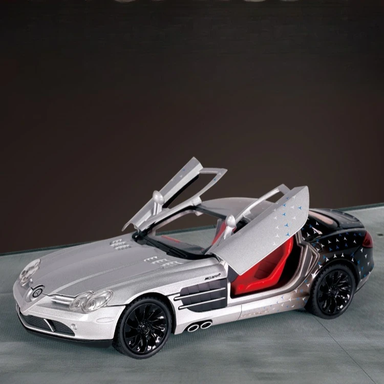 

Масштабная модель спортивного автомобиля 1:24 из сплава с имитацией звука и света, игрушка для детей, подарок, коллекционная литая модель из сплава