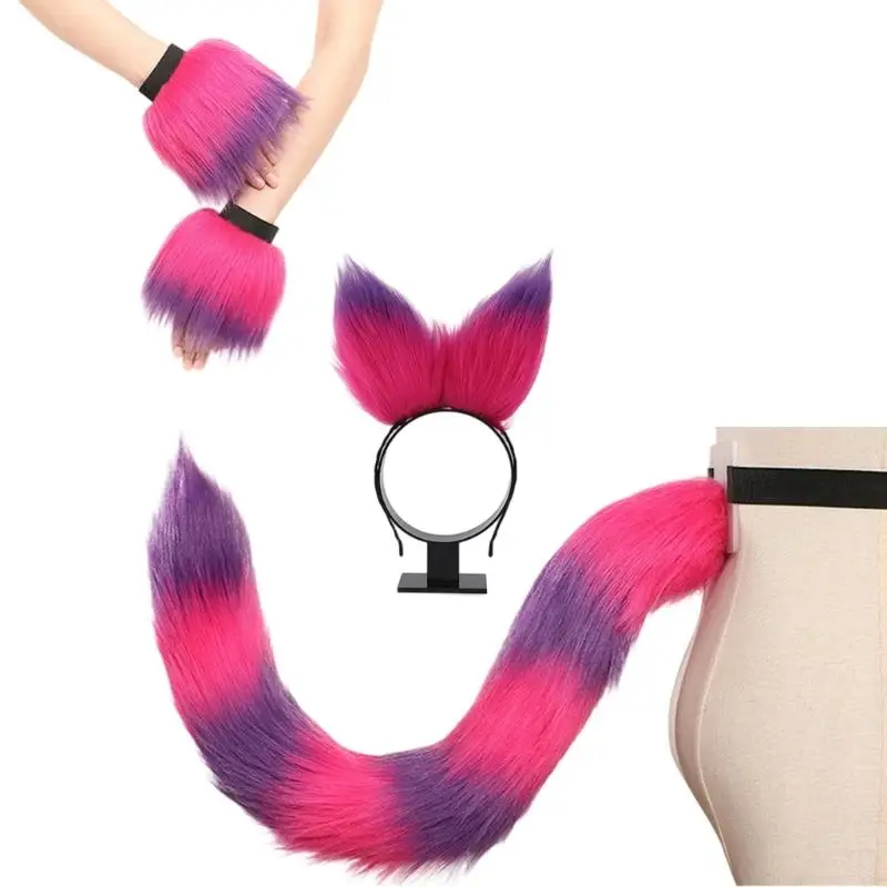 634C Animal Tail Kostüm mit Stirnband -Handgelenk Manschetten für Halloween -Accessoires für Frauen