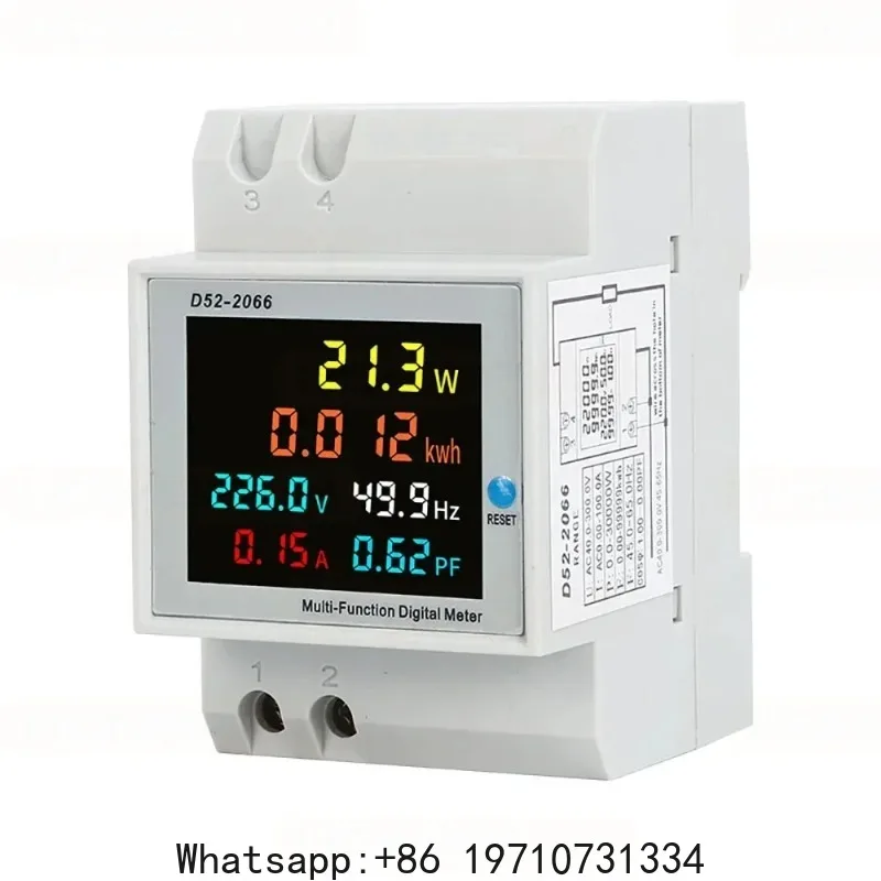 6IN1 Din Rail AC Monitor 110V 220V 380V 100A Voltage Current Power Factor Active KWH Electric Energy Frequency Meter
