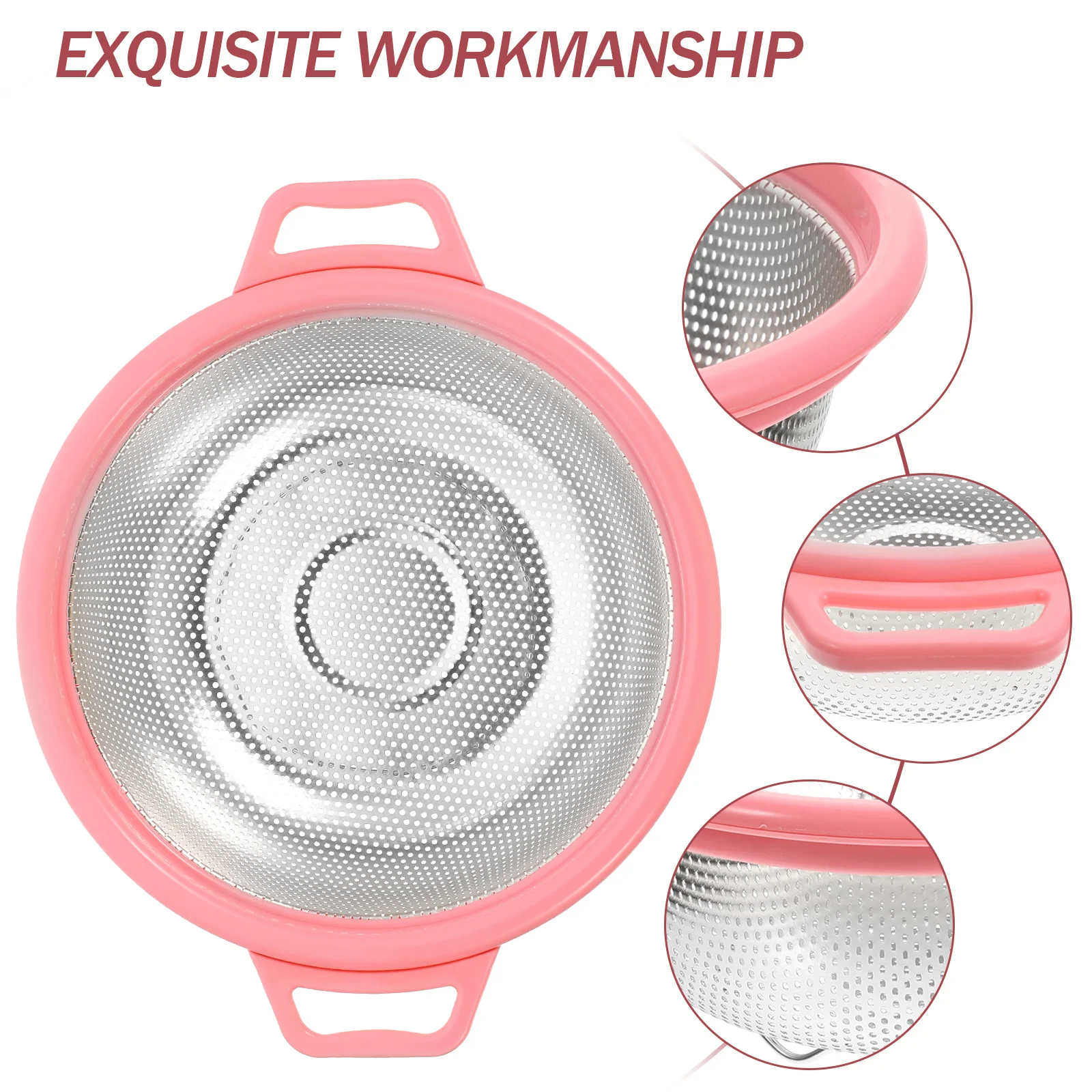 

Stainless Steel Rice Vegetable Strainer Kitchen Sink Drain Basket PP Material Fruit Meat Washer Reinforced H