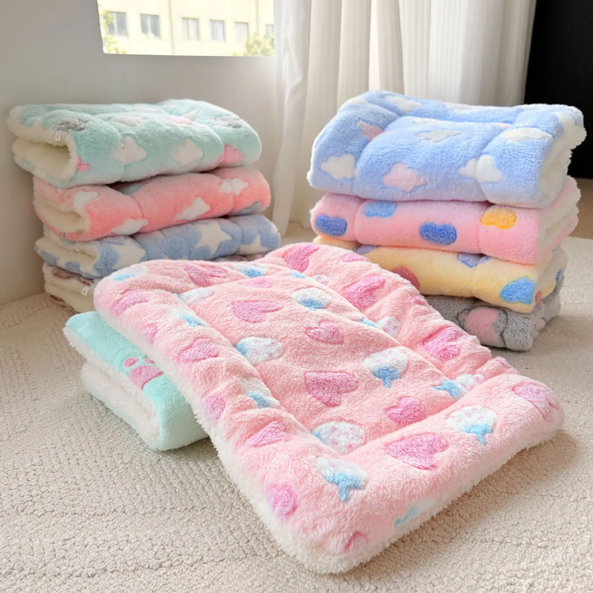 

Warm Cat Dog Bed Fleece Print Mat Bed Mattress For Small Medium Dogs Sleeping Pad Blanket Mat Puppy Kitten Cushion Sofa Beds Mat