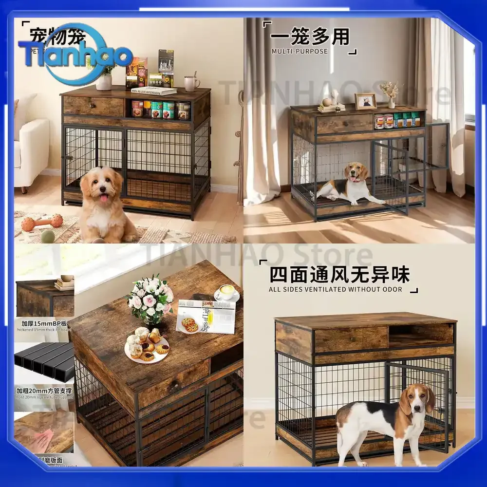 Pet Cage for Cats and Dogs with Storage Cabinet Design Desktop Organizer Dog House