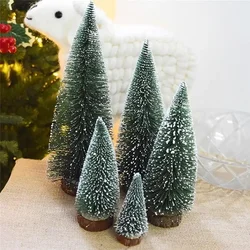 1Pc 10cm-30cm Mini Pine Christmas Tree Artificial Tabletop Decorations Festival Plastic Miniature Tree 2023 New Year Decor Xmas