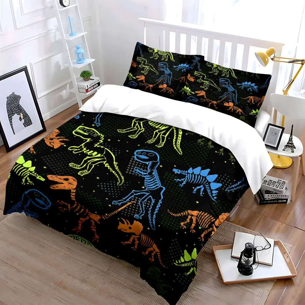 

Dinosaur Fossil Pattern Outfit Set Exquisite three-piece bedding set gift for kids and adults