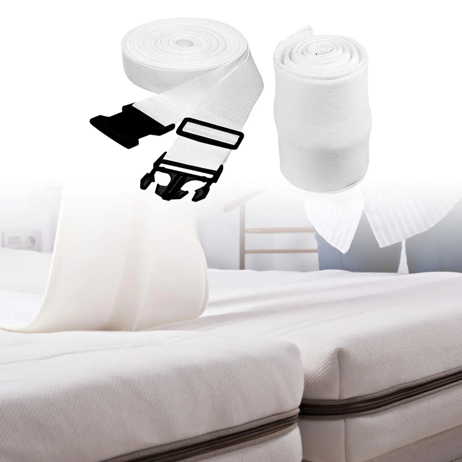 Bed Bridge Mattress Connector Pad Adjustable Bed Gap Filler Kit with Strap for Bedroom Guesthouse Hotel Room