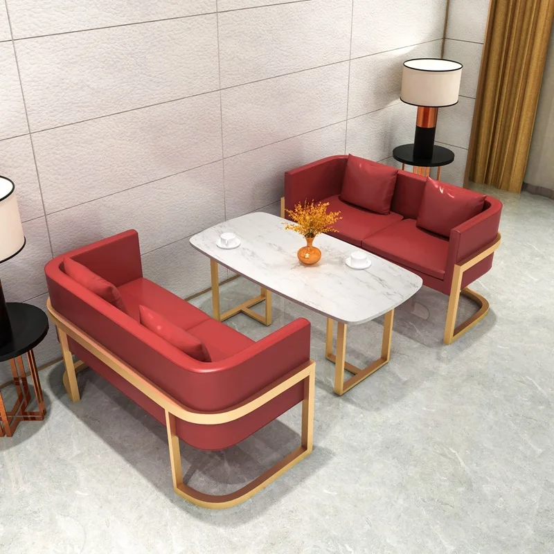 Double sofa table and chair milk tea shop to negotiate sofa booth, bar net red leather art