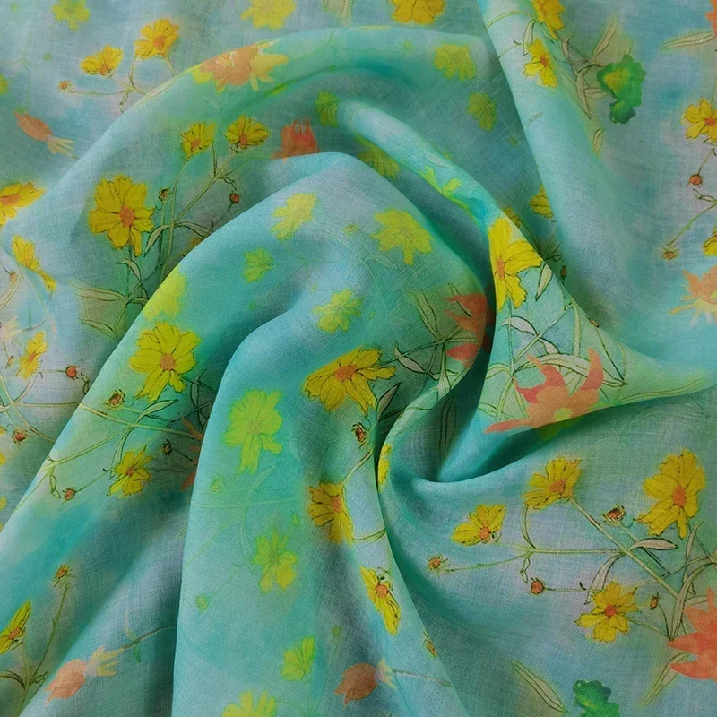 Chuntao high-quality natural pure ramie printed fabric, suitable for summer clothes, dresses, and thin DIY hand sewing 2024 50cm