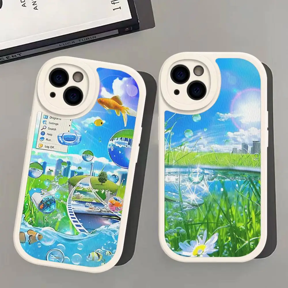 

Frutiger Aero Phone Case Hard Leather For IPhone 14 13 16 Mini 15 14 11 12 Pro Max Plus Fundas