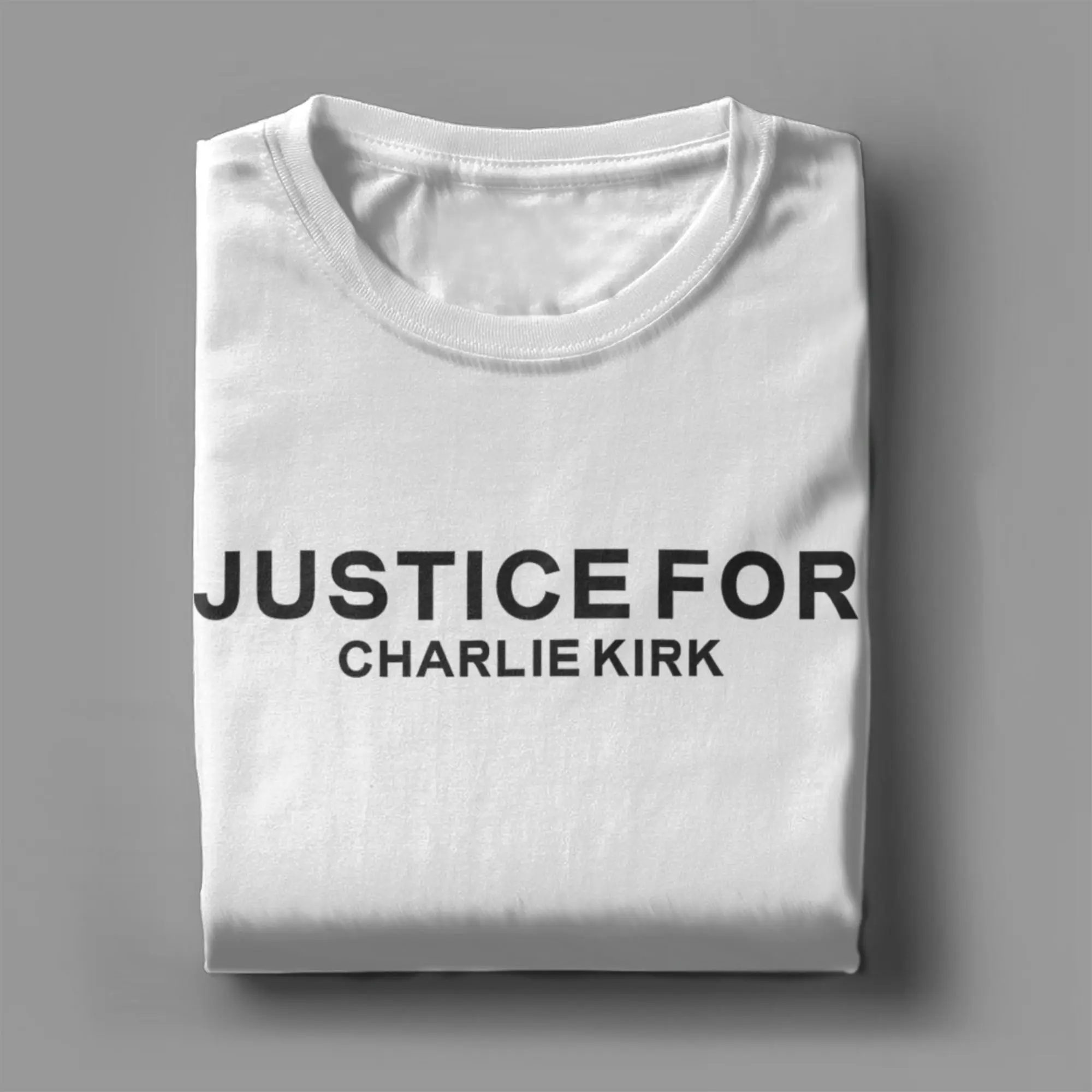 الرجال العدالة لتشارلي كيرك تي شيرت 100% الملابس القطنية خمر قصيرة الأكمام س الرقبة تي شيرت مطبوعة تي شيرت #4