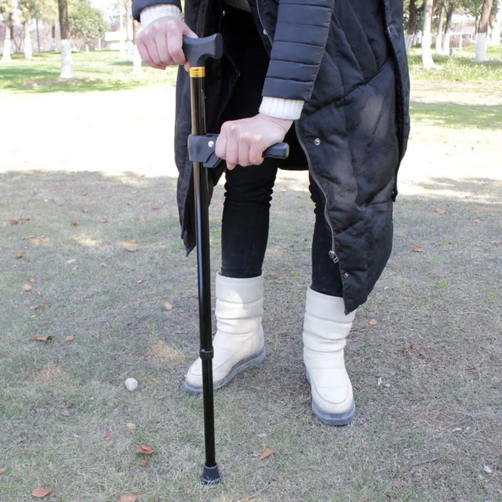 1pc Anti-Skid Walking Stick Handle Black Plastic Crutch Grip Humanized Comfortable Cane Handle Replacement fits for 22mm Stick