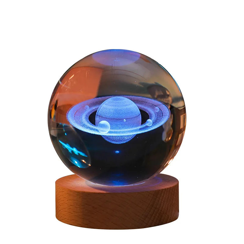 USB Power Glowing Planetary Galaxy Astronaut Crystal Ball Night Lights Warm Bedside Light Christmas Kid Gift Night Lamp