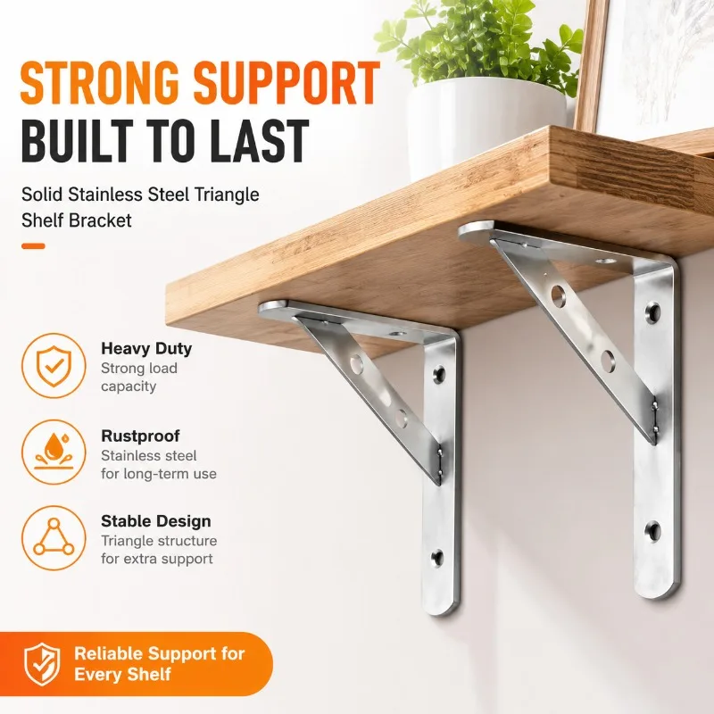 Solid Thickened Stainless Steel Triangle Bracket Wall Mounted Floating Shelf Support Holder Heavy-duty Board Support Corbel