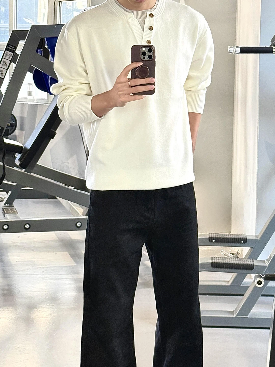 

Cleanfit White Henry Collar Knitwear Men's Base Layer Casual Sle Inner Wear Autumn Winter Lazy Sle Top Beach Campus Daily...