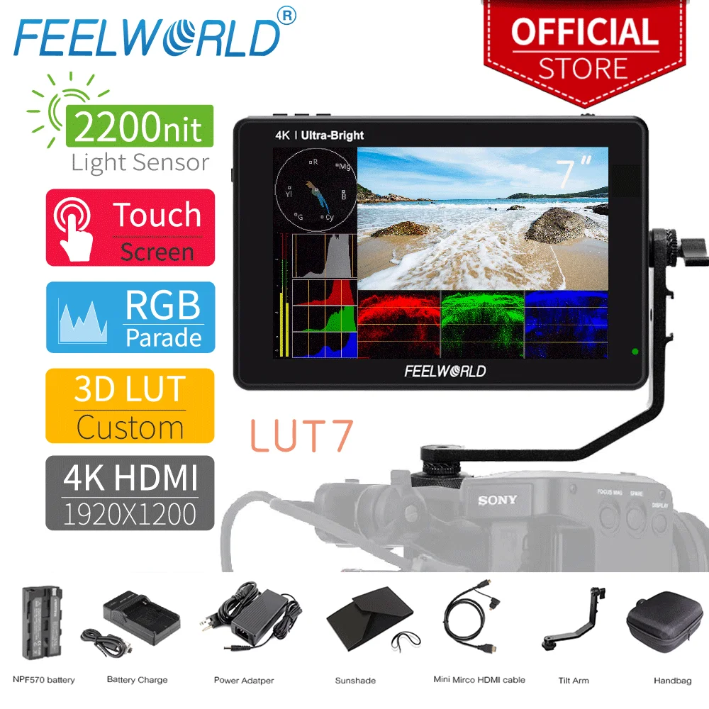 FEELWORLD-LUT7 Touch Screen DSLR Camera Field Monitor, 7 \