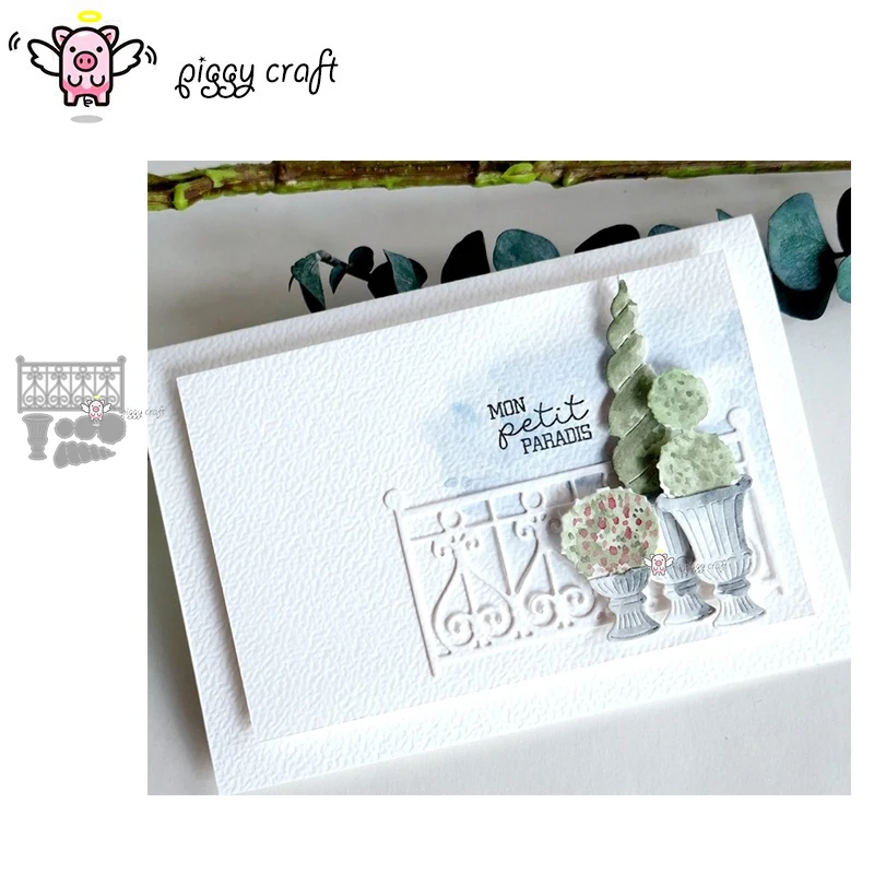Piggy artesanato corte de metal dados corte molde cerca vaso de flores decoração scrapbook papel artesanato faca molde lâmina perfurador estênceis morrer