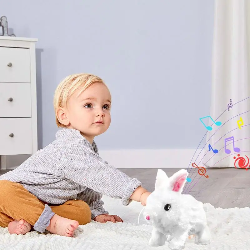 Simulation electric pet Interactive Plush Bunny Walking Wiggle Ears Stuffed Doll for Kids Baby Birthday Christmas Toys Gift