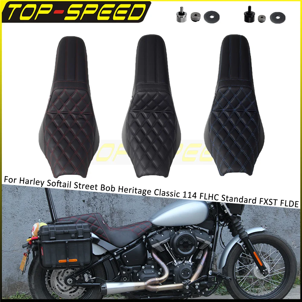 Motorcycle Retro Rider Passeger Two Up Seat For Harley Softail Street Bob Heritage Classic FLHC Standard FXST FLDE Seat Cushion