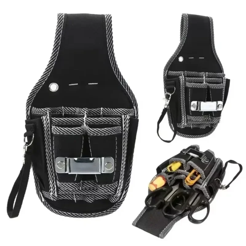 

Canvas Tool Kit Woodworking Waist Bag Small Size Black Oxford Cloth Electrician Bag Hardware Tool Storage Waist Bag Wholesale