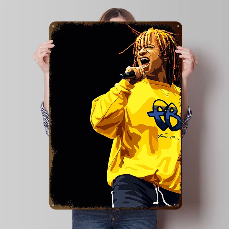 Rapper Performing on Stage Tin Poster Customized Wall Art Retro Vintage Metal Signs for Fans Room Home Decoration Gaming House