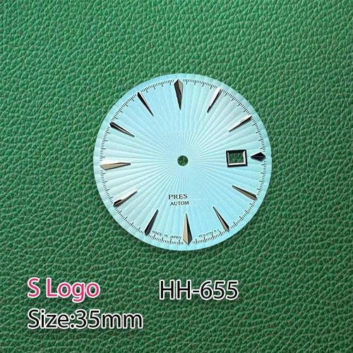 Imagen 2 del producto Esfera de cóctel degradado azul con logotipo S de 35mm, sin manecillas, sin luminosas, adecuada para accesorios de modificación de reloj de movimiento NH35 NH36