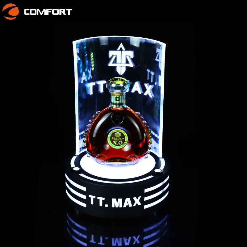 Club Rechargeable Recyclable Eco-Friendly LED Wine Bottle Presenter Display Holder with Glow Effect
