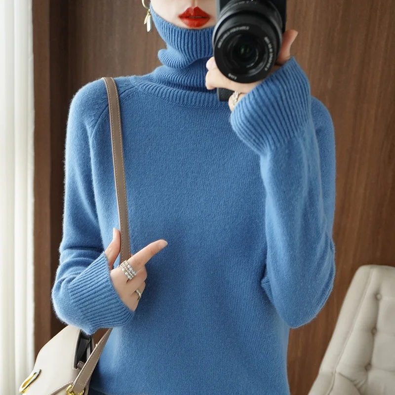 Autumn Winter Cashmere sweater women Turtleneck  Knitted  Pullover Sweater Long Sleeve Casual Soft Warm Femme