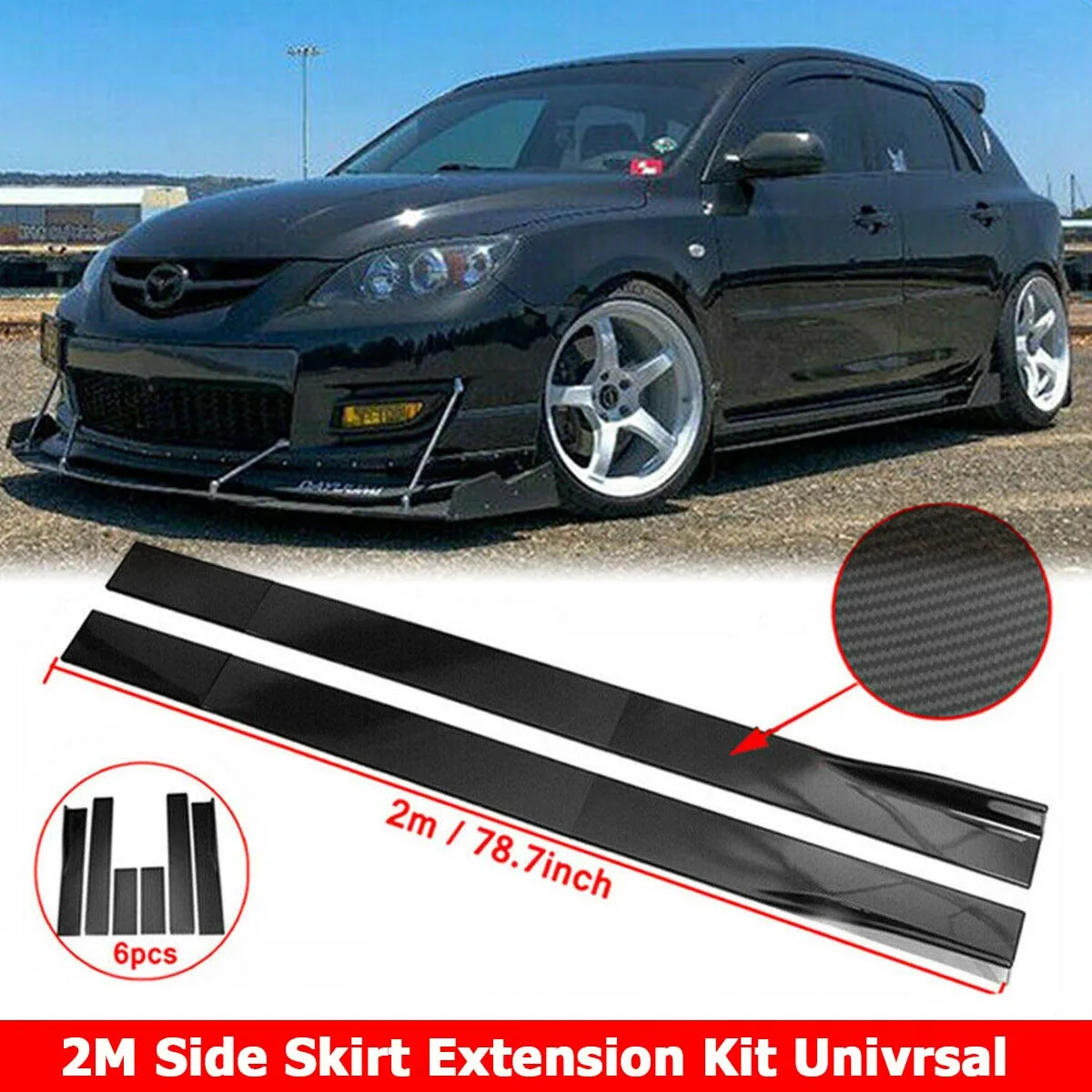 

2M Side Skirt Universal For Mazda CX-3 CX-5 CX-7 2017-2022 Extension Splitters Apron Lip Splitter Winglet Rocker Car Accessories