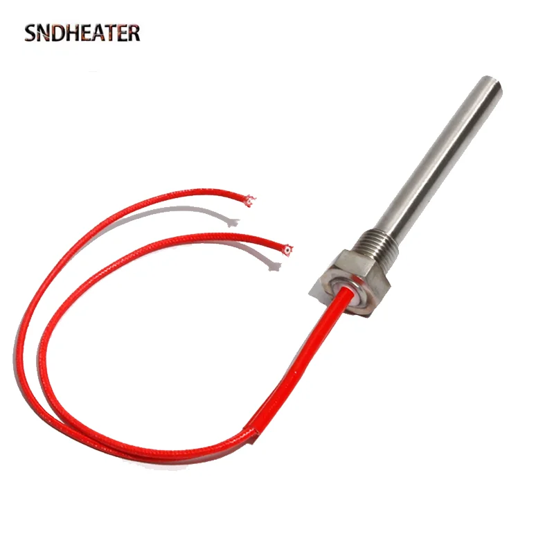 SNDHEATER 12 فولت 50 واط 24 فولت 200 واط خرطوشة كهربائية الهواء عنصر التدفئة الجافة M10 M12 M14 M16 موضوع سخان قضيب المقاومة 100 مللي متر طول