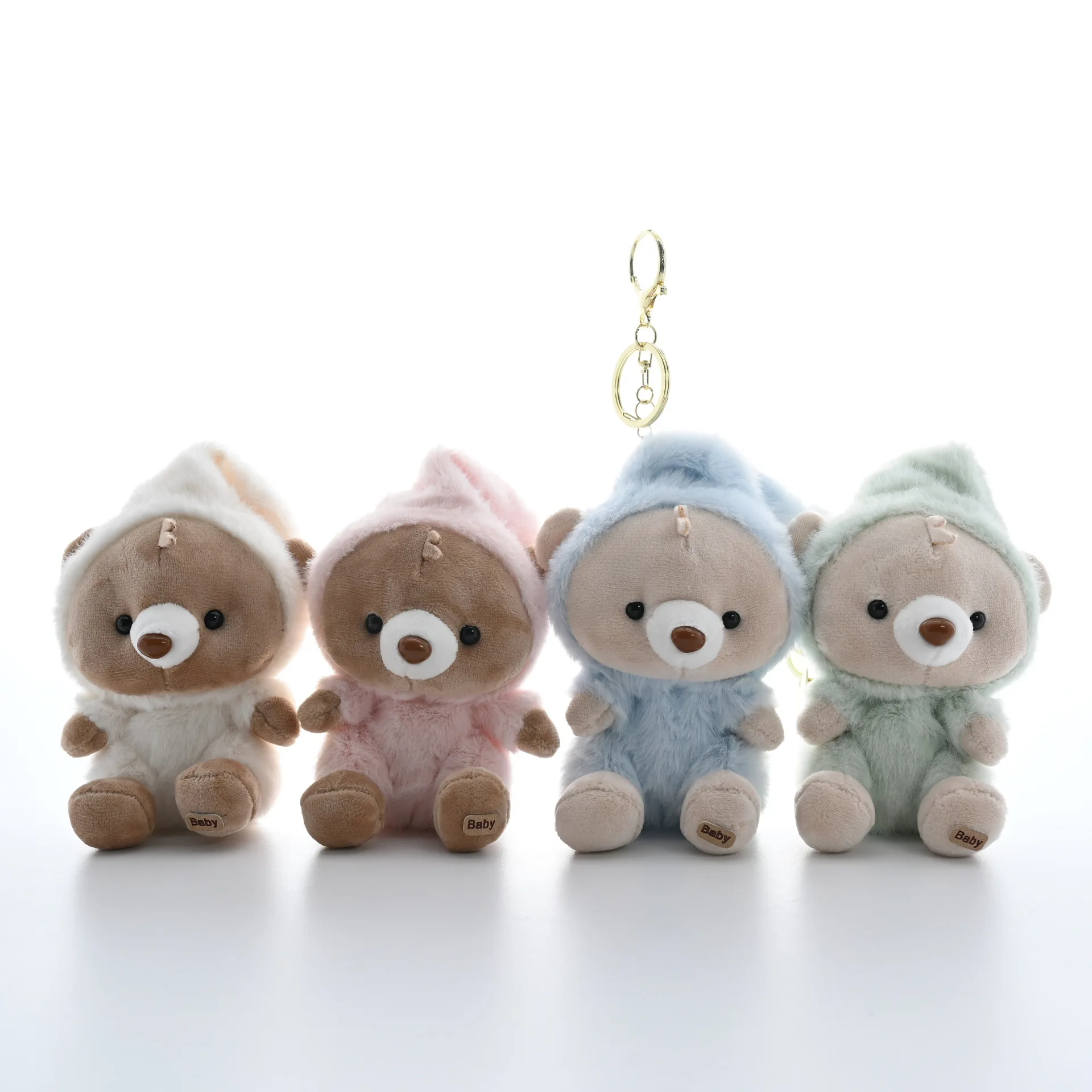 جديد لطيف حسن النية الدب أفخم قلادة المفاتيح الكرتون أفخم محشوة الحيوان الدب ظهره ديكور قلادة هدايا أعياد ميلاد للأطفال