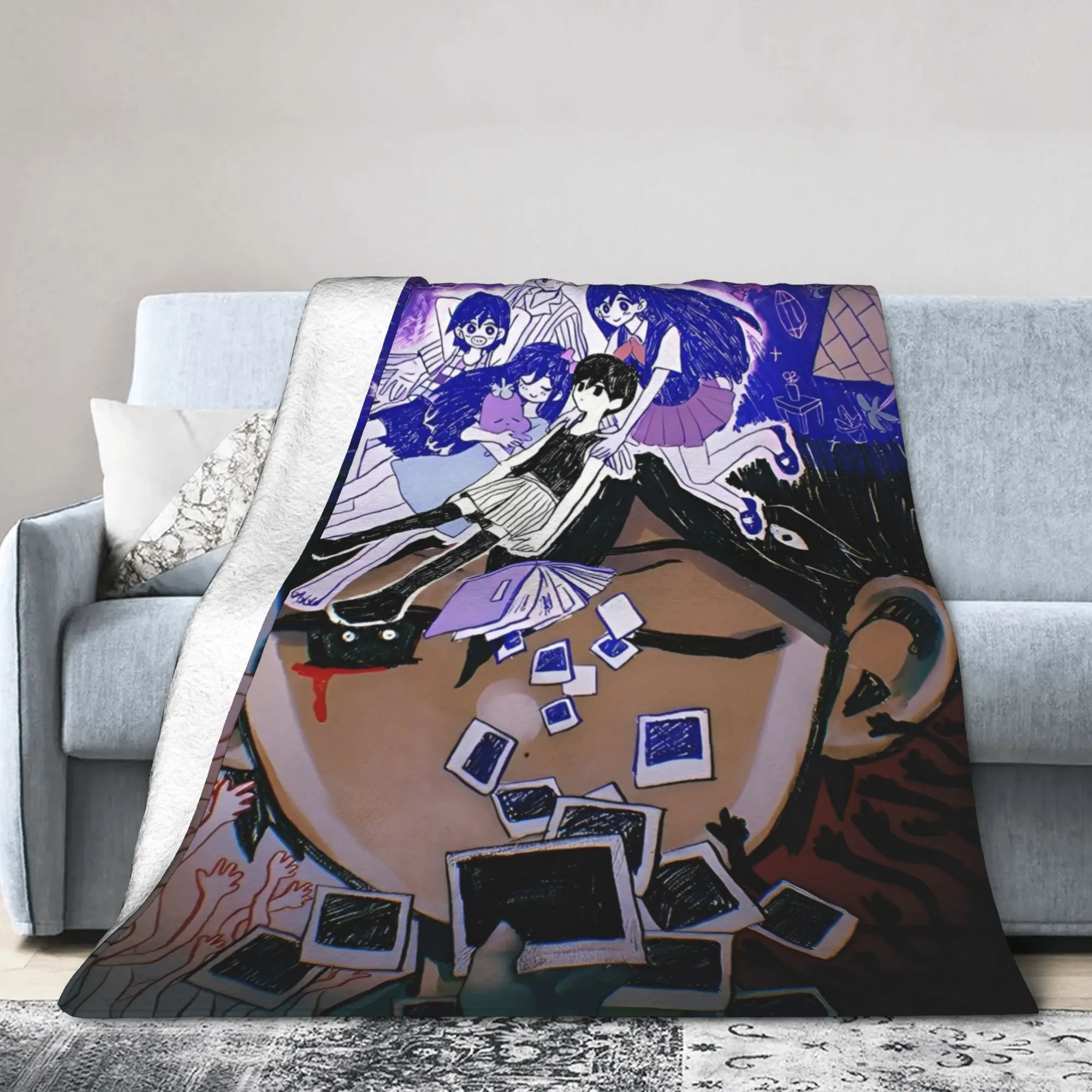 Omori Hot Game Printed Blanket  Airplane Travel Flannel Throw Blanket For Living Room Warm Soft Quality Bedspread Gift Idea