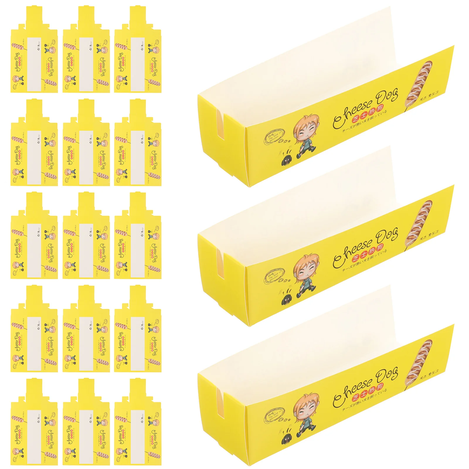 

100 Pcs Hot Dogs Boxes Disposable Takeaway Containers Snack Paper Box Sausage Packaging Case Storage Container