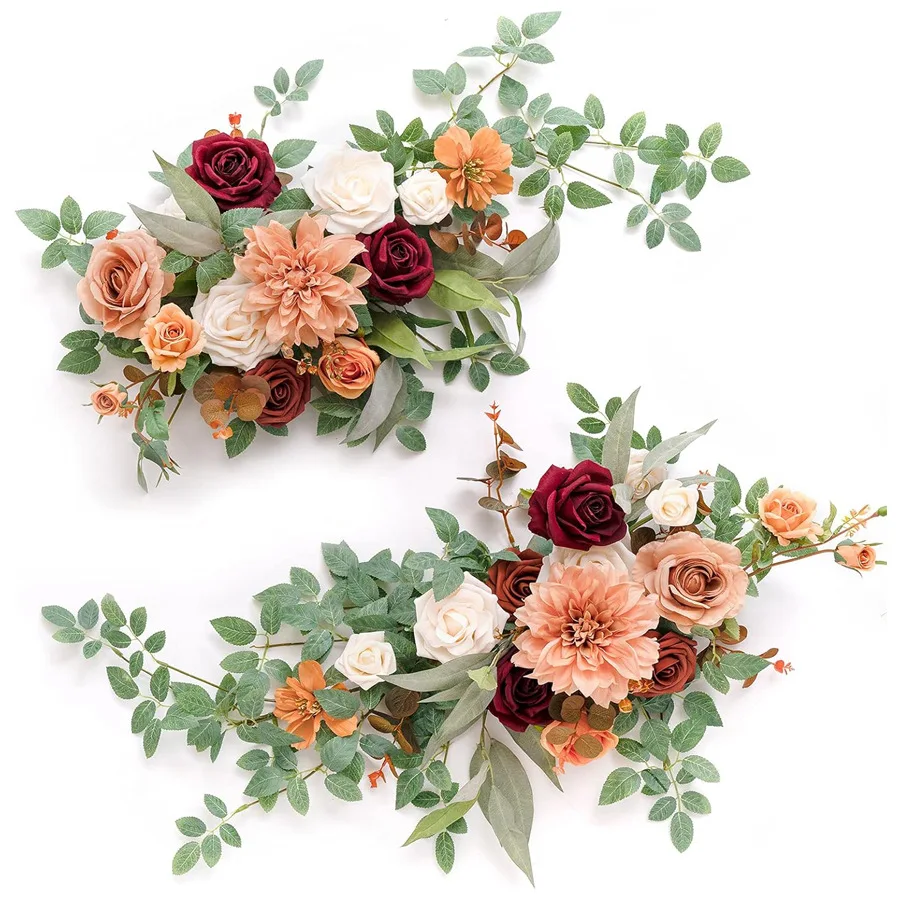 

New imitation rose chair back flower aisle flower two-piece wedding home table flower decoration