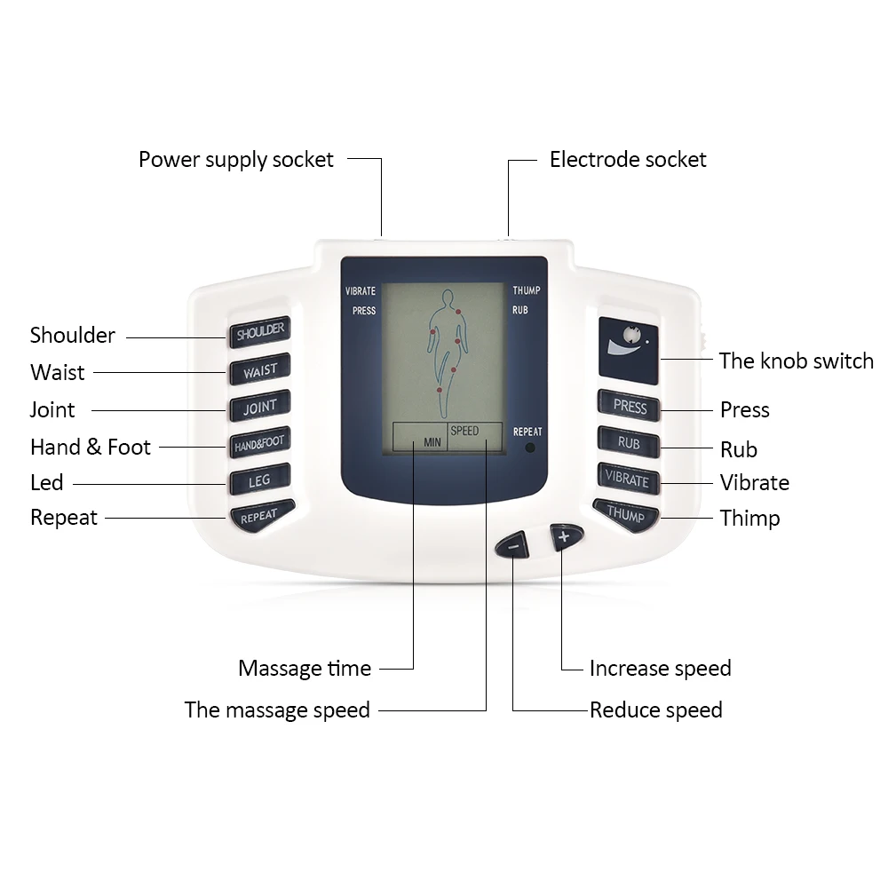 Electric Tens Massager JR309 Ems Muscle Stimulator 16 Electrodes Pads Shoes Socks Gloves Wristbrace Body Massage Relaxation