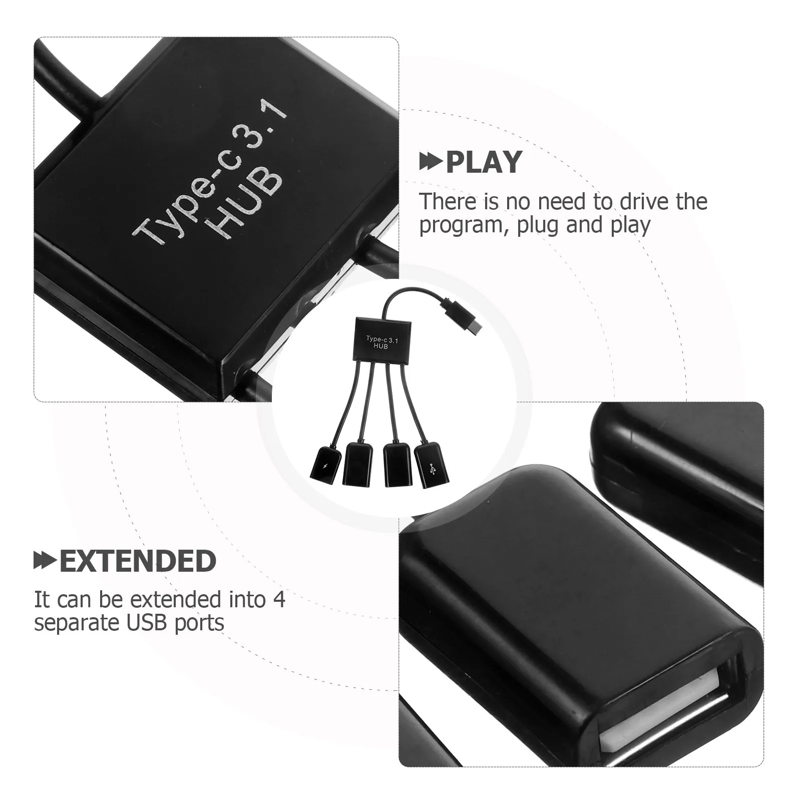 

1Set USB 2.0 4 Ports Hub Extension Splitter Adapter Converter for Laptop Desktop Pc Keyboard Otg Connection Cable