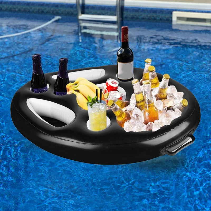 2X Inflatable Floating Drink Holder Float Beer Drinking Cooler Bar Tray Large Capacity Drink Float For Pools & Hot Tub