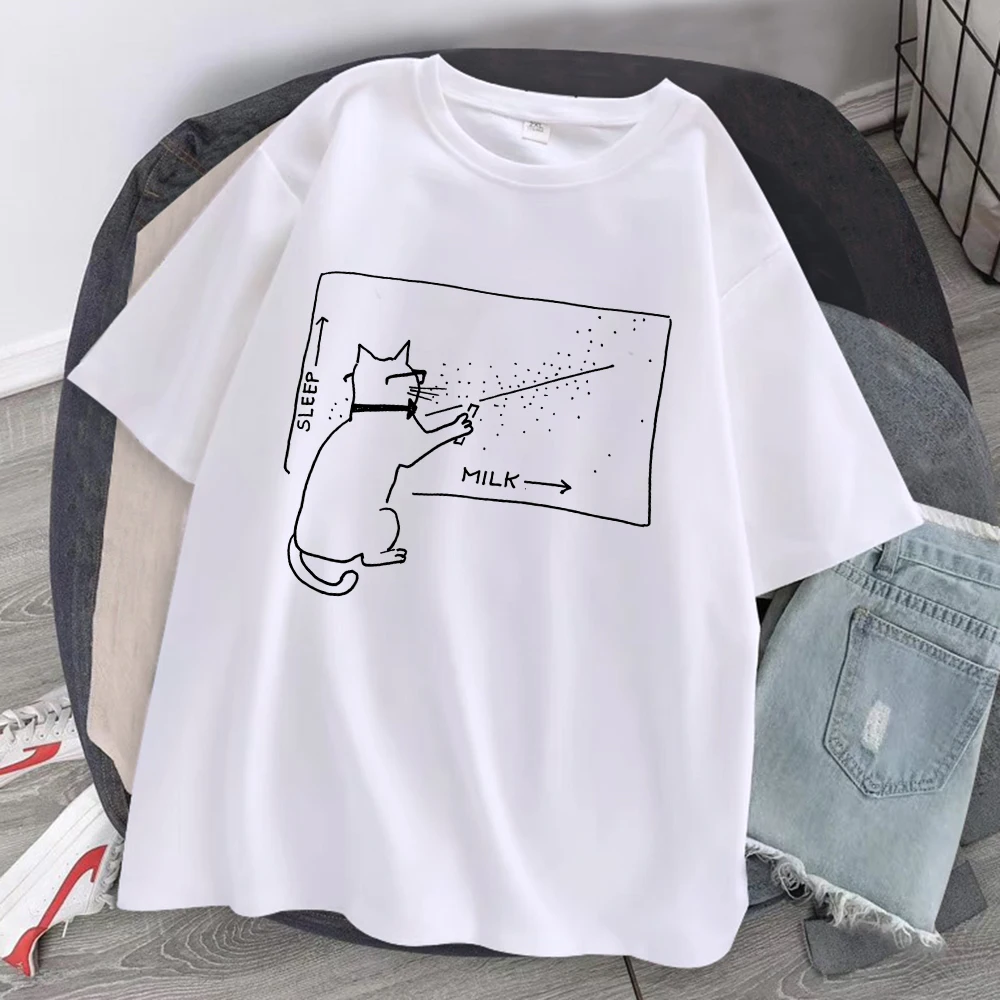 Class Cat Math Essential Formulas T-Shirt Men Casual Oversized T-Shirt Fashion Loose Soft Tee Clothes Pattern Quality Tops Man