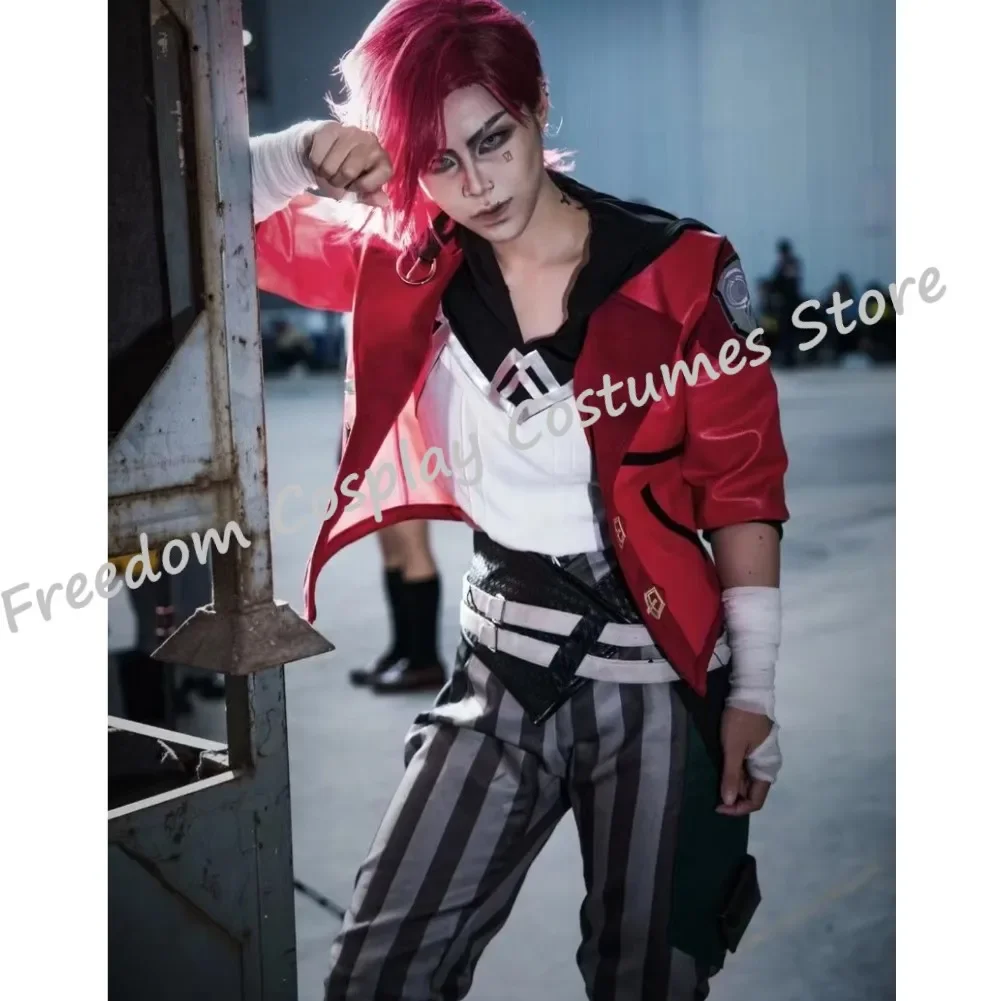 Vi Cosplay Game LOL Arcane Costume Piltover Enforcer Outfit Vi Uniform Red Wig Suit Halloween Carnival Role Play Costume