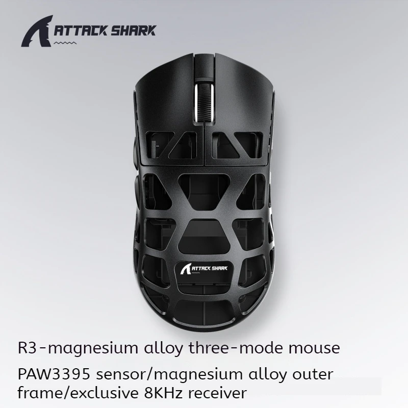 Attack Shark R3 Magnesium Alloy Gaming Mouse Lightweight Paw3395 26000dpi Lightweight Magnesium Alloy 8k Mouse With Three Modes